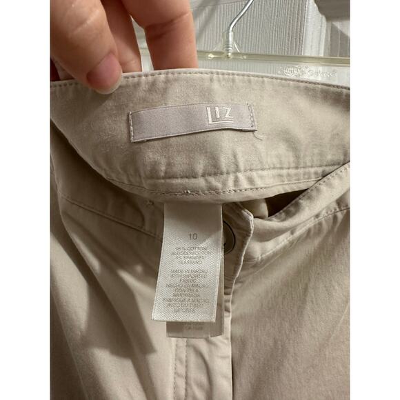 Liz by Liz Claiborne Champagne Beige Work Pants Slacks Office 10P Snap Pockets - Picture 5 of 9